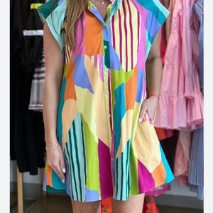 CROSBY by Mollie Burch Vibrant Striped Mini Dress